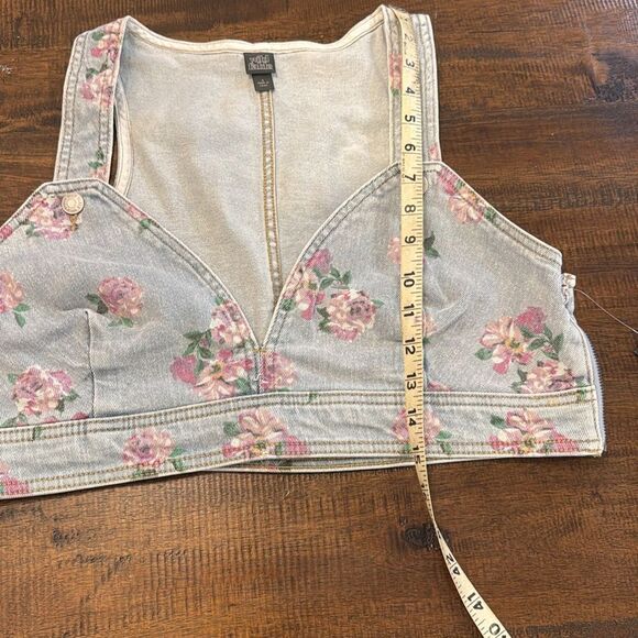 Wild Fable Light Denim Floral Crop Top Tank - Picture 6 of 6